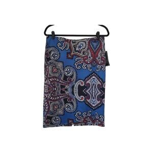 Nycc Skirt Size Medium Navy Rust Aztec Print Fitted Straight Pencil Knee Length